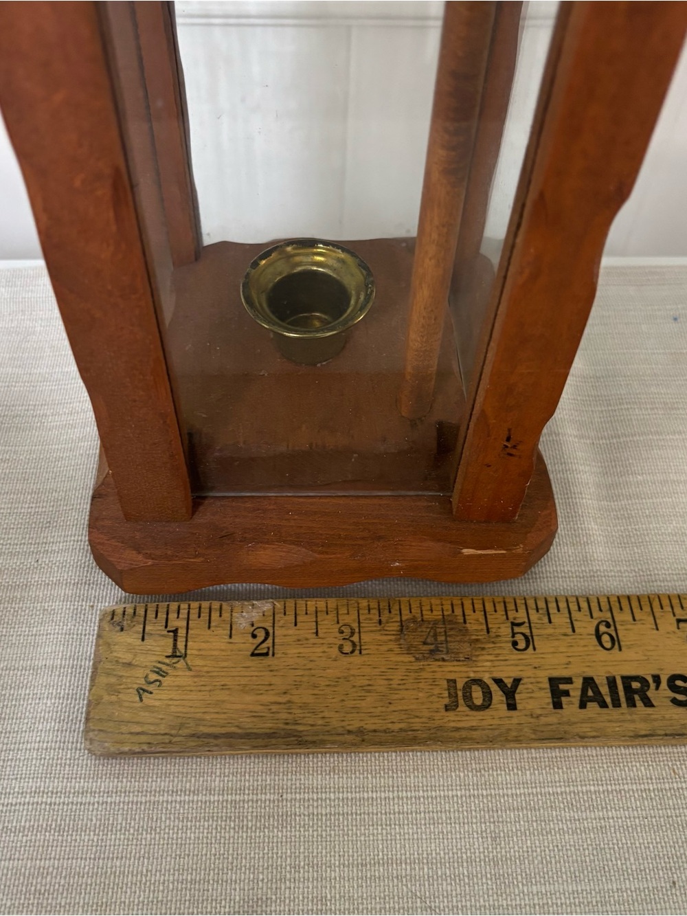 Vintage Wood Candle Lantern with Candle Lift Rustic Dark Brown - Picture 8 of 8